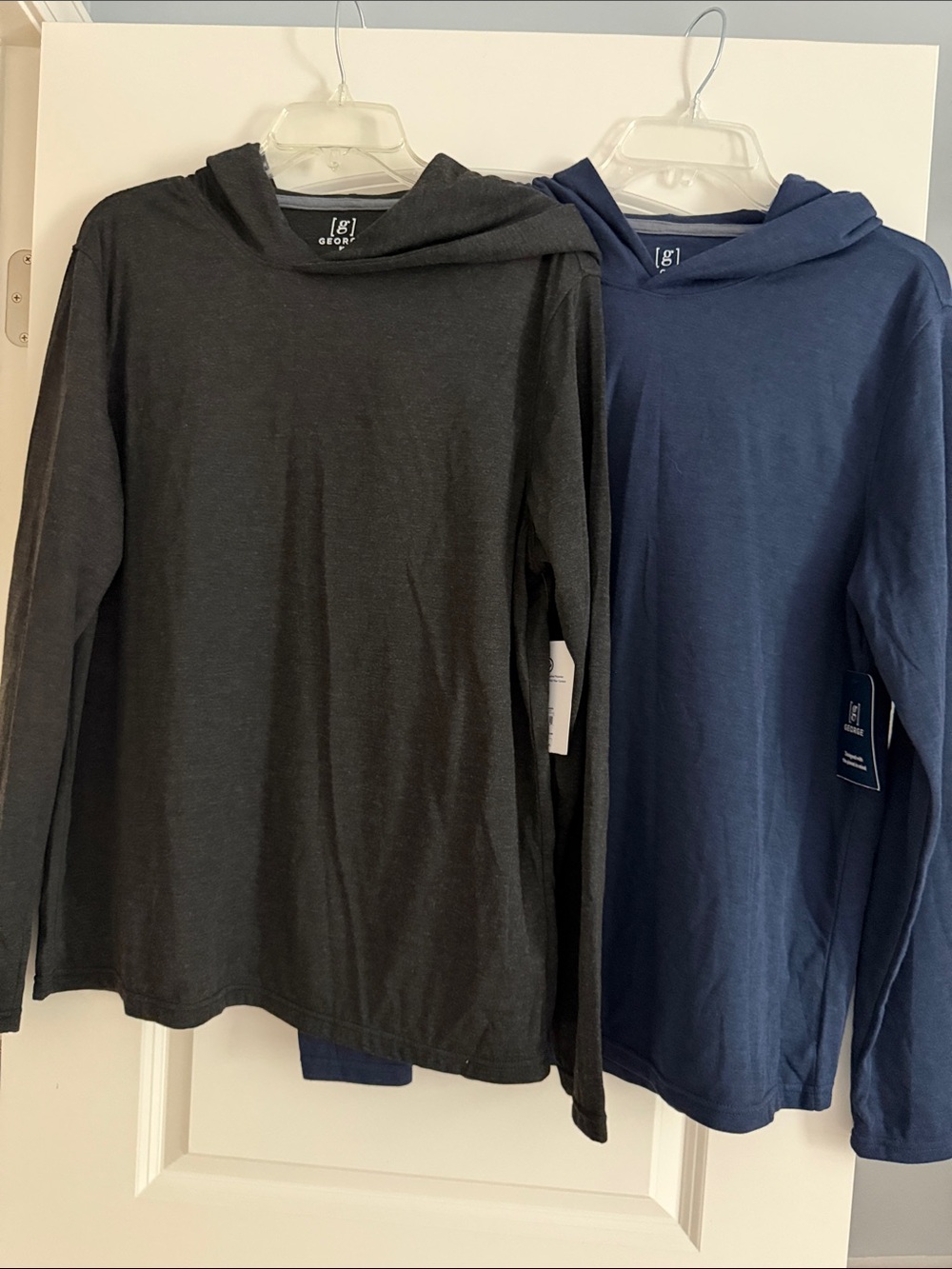 George Lightweight Hooded Long Sleeve Tops - Black & Navy Blue